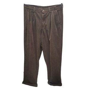 Club Room Corduroy Pants Mens 36x30 Brown Cuffed Pleated Wide-Wale Casual Office